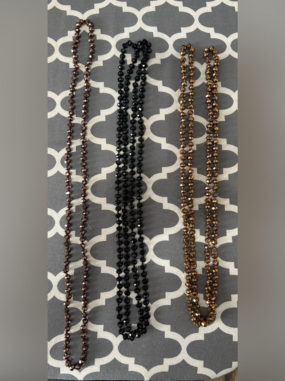 Faceted Beaded Necklace Strands in Black and Brown Tones